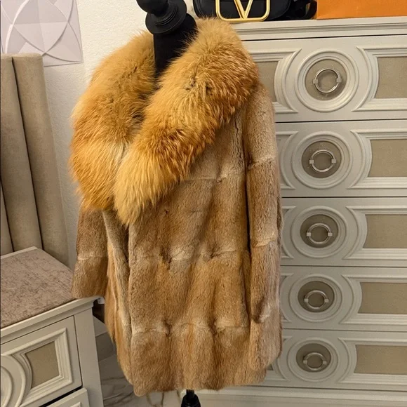 Real fur coat thick fox fur collar - Picture 8 of 10